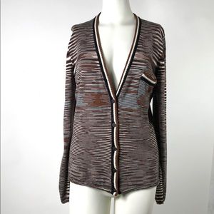 Missoni Brown Space Dyed Y Neck Cardigan Medium